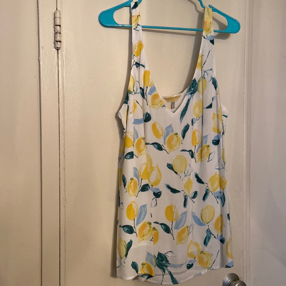 Joules | White Tank Top with Yellow Lemon Print | US Size 16 - Picture 2 of 5